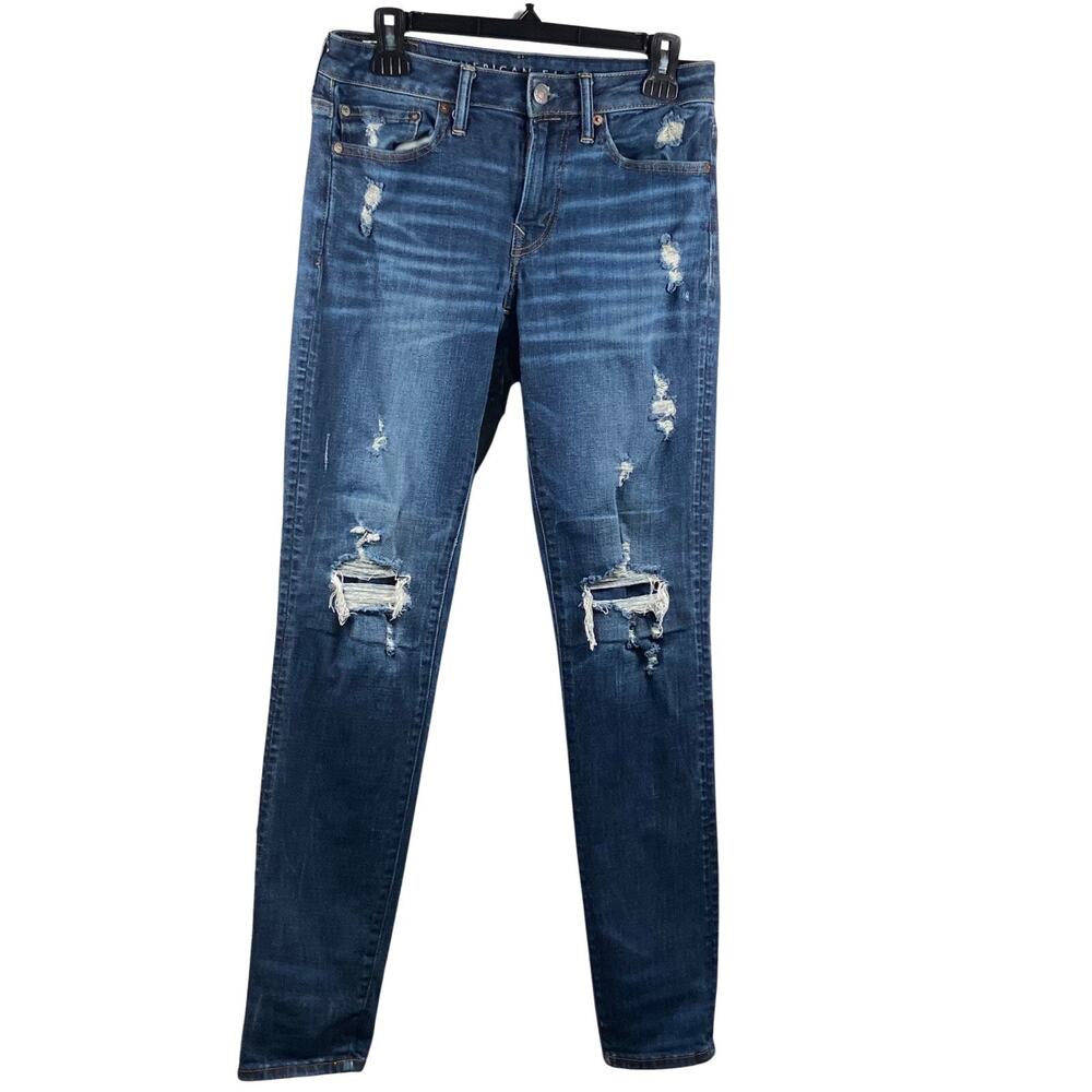 American Eagle Jeans Men 29x31 Blue Denim Athletic Skinny Distressed Airflex+